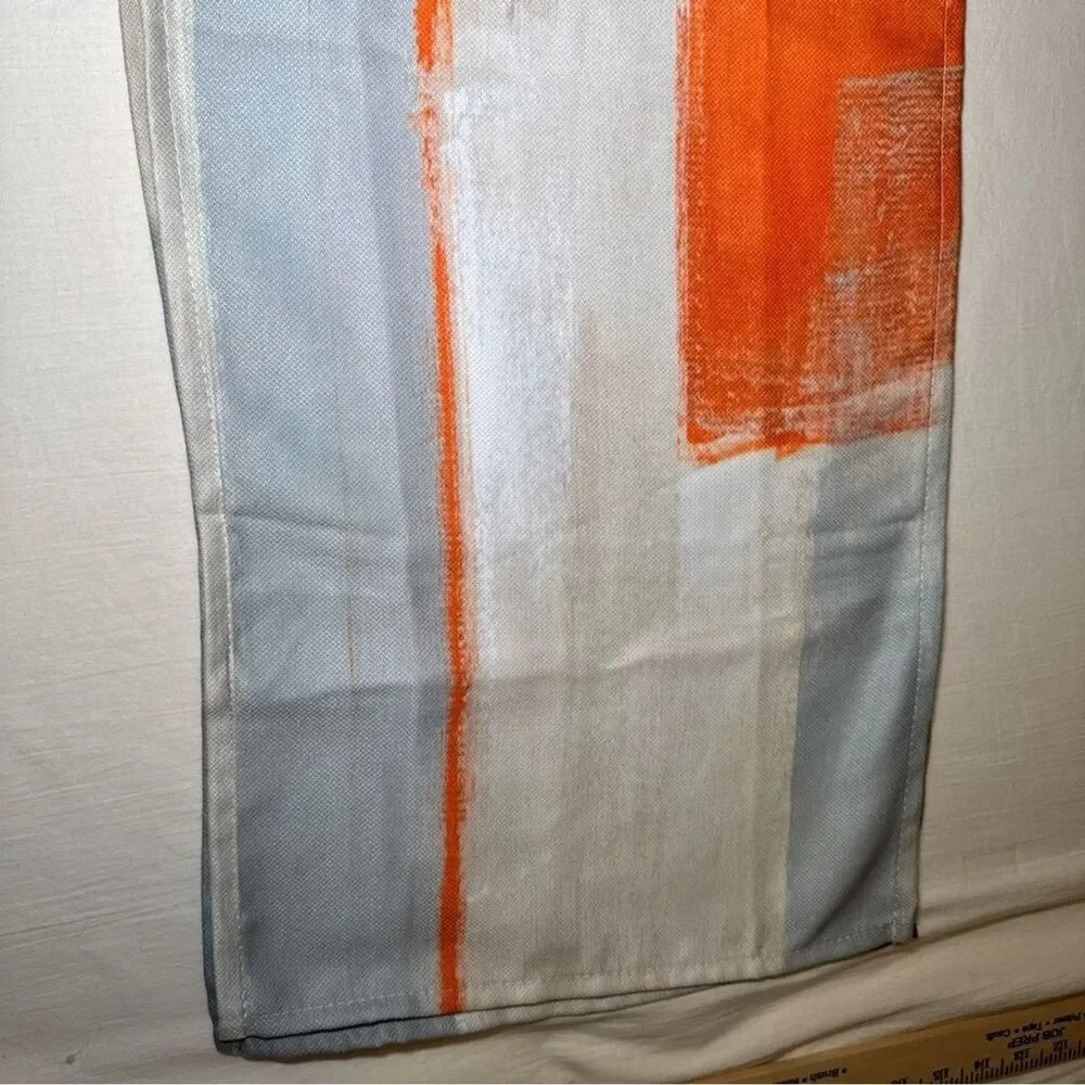 Table Runner 72 inches Long for Table Decoration Orange Brown and Grey Abstract